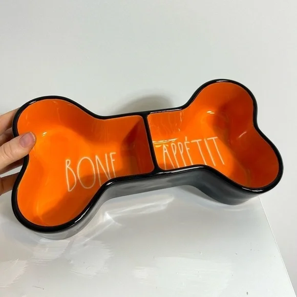 Rae Dunn Halloween “Bone Appetit” Ceramic Dog Dish - Picture 3 of 4